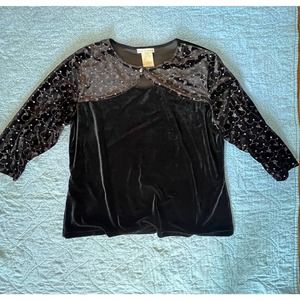 Vintage Velvet Black w/ Rhinestone Ship & Shore Top Women’s Size Med/XL